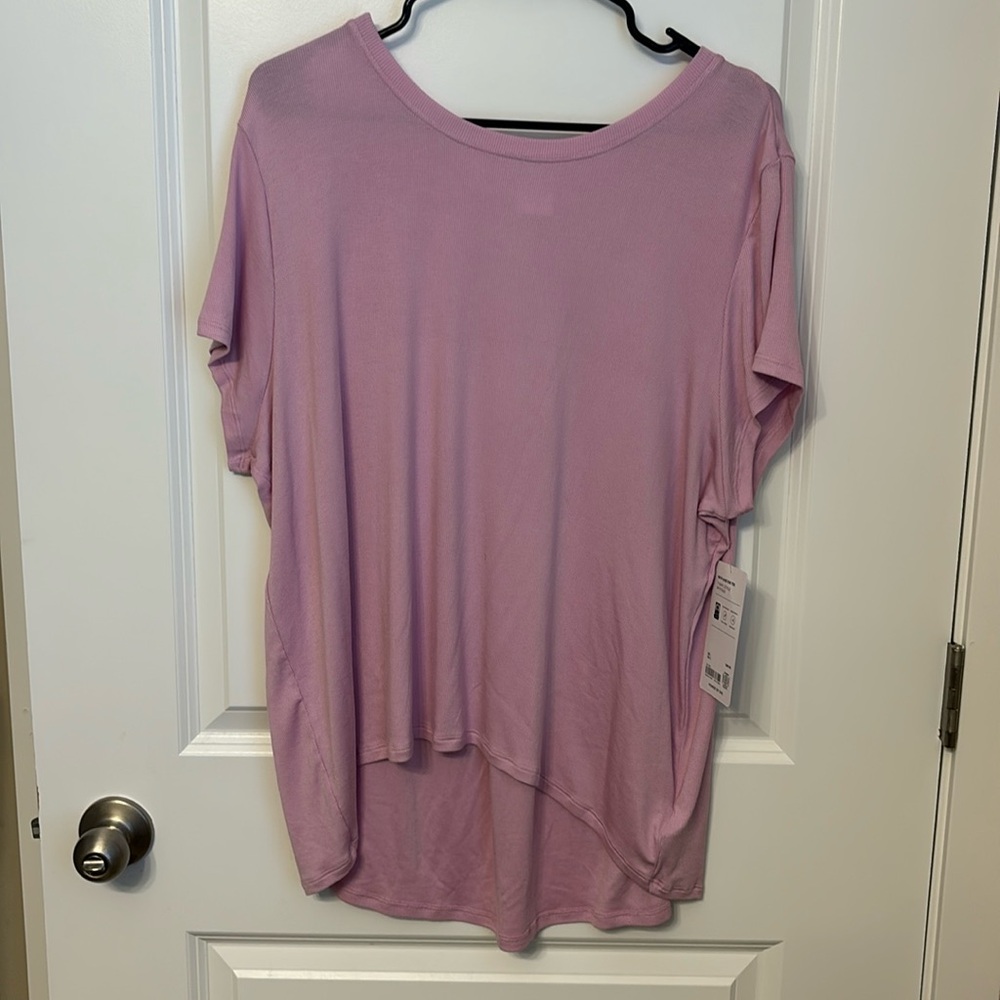 pink athleta lose fitting top size large